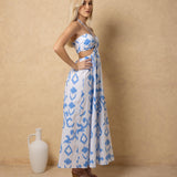 'Flavia' Halter Cutout Print Maxi Dress