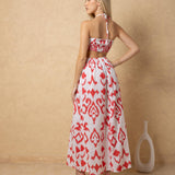 'Flavia' Halter Cutout Print Maxi Dress
