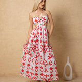 'Flavia' Halter Cutout Print Maxi Dress