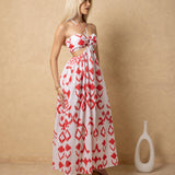 'Flavia' Halter Cutout Print Maxi Dress