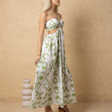 'Flavia' Halter Cutout Print Maxi Dress