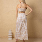 'Flavia' Halter Cutout Print Maxi Dress