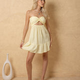 'Gia' Strapless Twist-Front Cutout Mini Dress