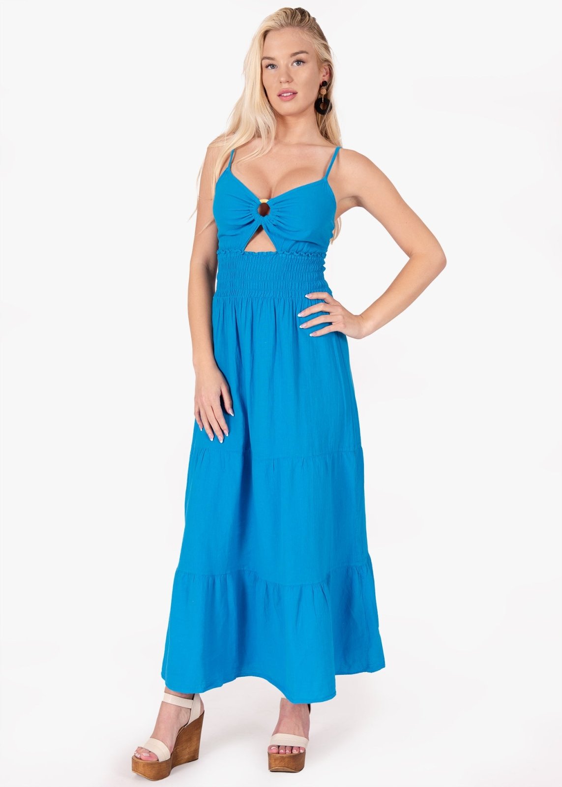 maxi open front dress Sleeveless Twist Front Open Back Cut Out Maxi Dress In White | EGO US