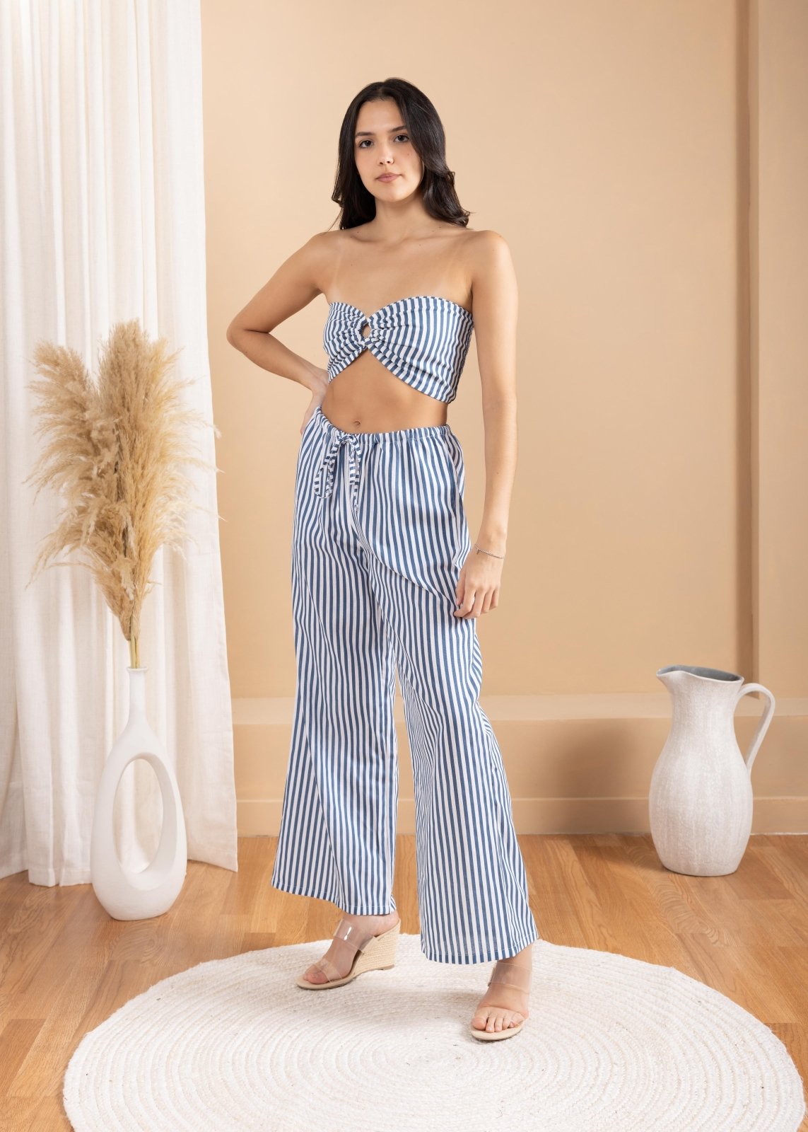 'Althea' Striped Drawstring Pants WOMEN'S PANTS for women resort wear - Seaspice Resort Wear