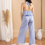 'Althea' Striped Tie - Front Halter WOMEN'S TOP for women resort wear - Seaspice Resort Wear