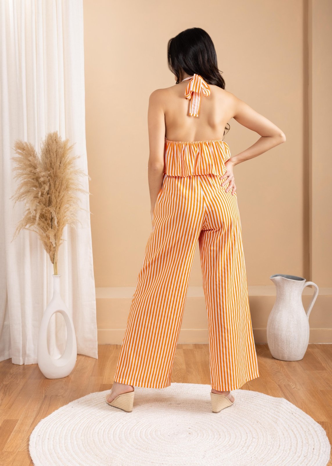 'Althea' Striped Tie - Front Halter WOMEN'S TOP for women resort wear - Seaspice Resort Wear
