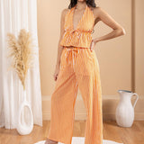 'Althea' Striped Tie - Front Halter WOMEN'S TOP for women resort wear - Seaspice Resort Wear