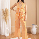 'Althea' Striped Tie - Front Halter WOMEN'S TOP for women resort wear - Seaspice Resort Wear