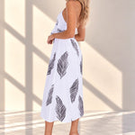 'April' Palm Print Maxi Dress White WOMEN'S DRESS for women resort wear - Seaspice Resort Wear