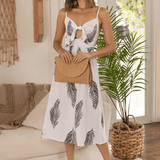 'April' Palm Print Maxi Dress White WOMEN'S DRESS for women resort wear - Seaspice Resort Wear