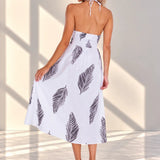 'April' Palm Print Maxi Dress White WOMEN'S DRESS for women resort wear - Seaspice Resort Wear