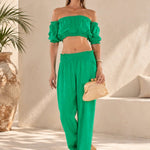 'Ayla' Puffed Sleeve Top WOMEN'S TOP for women resort wear - Seaspice Resort Wear