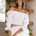 'Belle' Shirred Long Sleeve Top WOMEN'S TOP for women resort wear - Seaspice Resort Wear