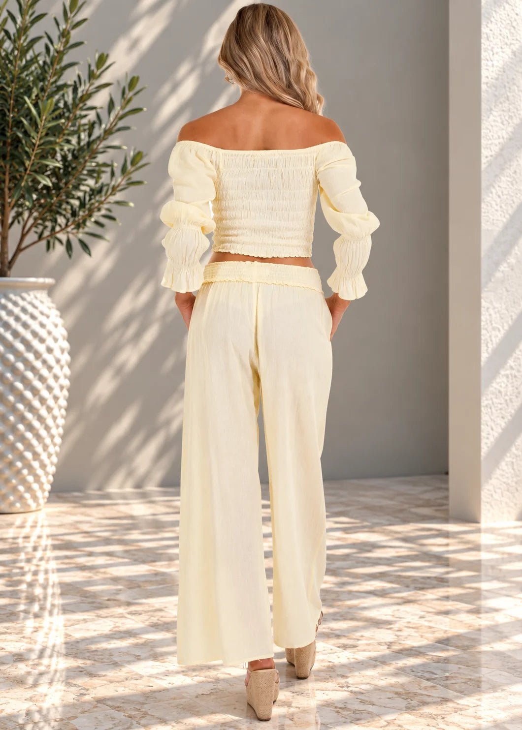 'Belle' Shirred Long Sleeve Top WOMEN'S TOP for women resort wear - Seaspice Resort Wear