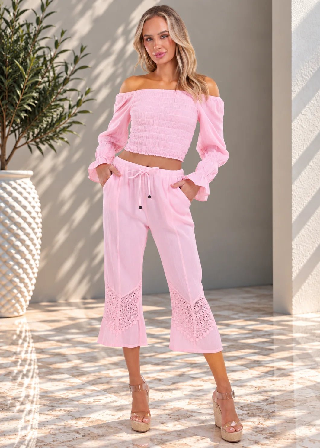 'Belle' Shirred Long Sleeve Top WOMEN'S TOP for women resort wear - Seaspice Resort Wear