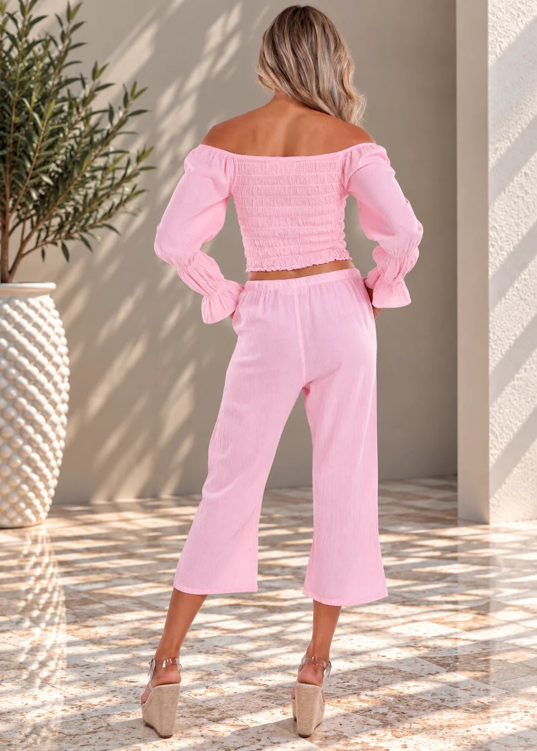'Belle' Shirred Long Sleeve Top WOMEN'S TOP for women resort wear - Seaspice Resort Wear