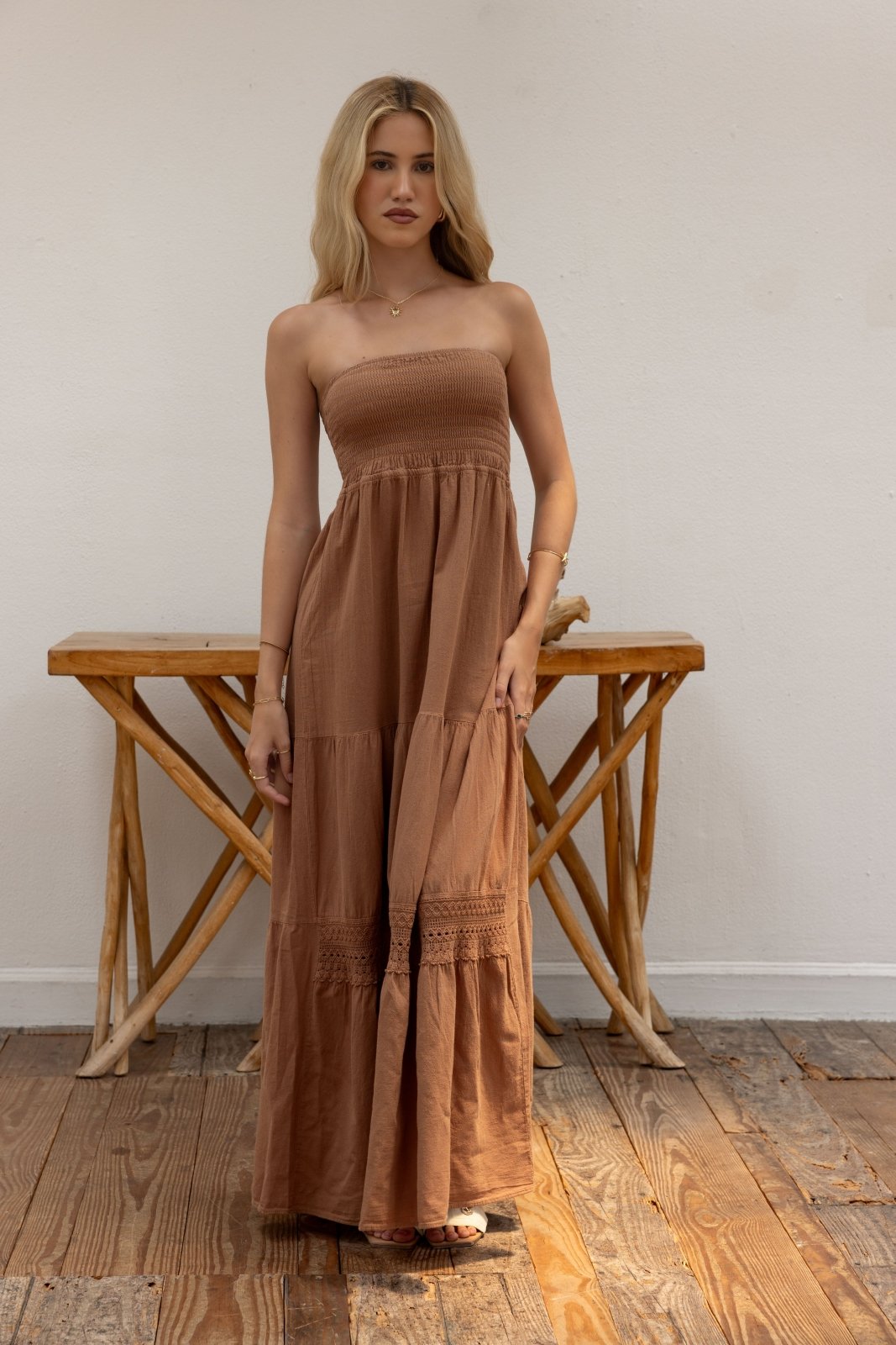 'Bliss' Strapless Maxi Dress - Seaspice Resort Wear Blue / SM 'Bliss' Strapless Maxi Dress - Seaspice Resort Wear Blue / SM