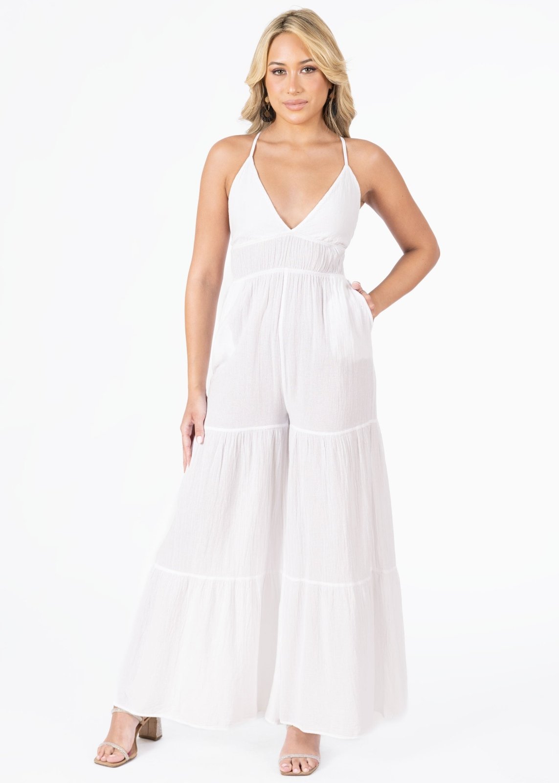 'Clare' Backless Halter Jumpsuit - Seaspice Resort Wear BABY GREEN / MD 'Clare' Backless Halter Jumpsuit - Seaspice Resort Wear BABY GREEN / MD