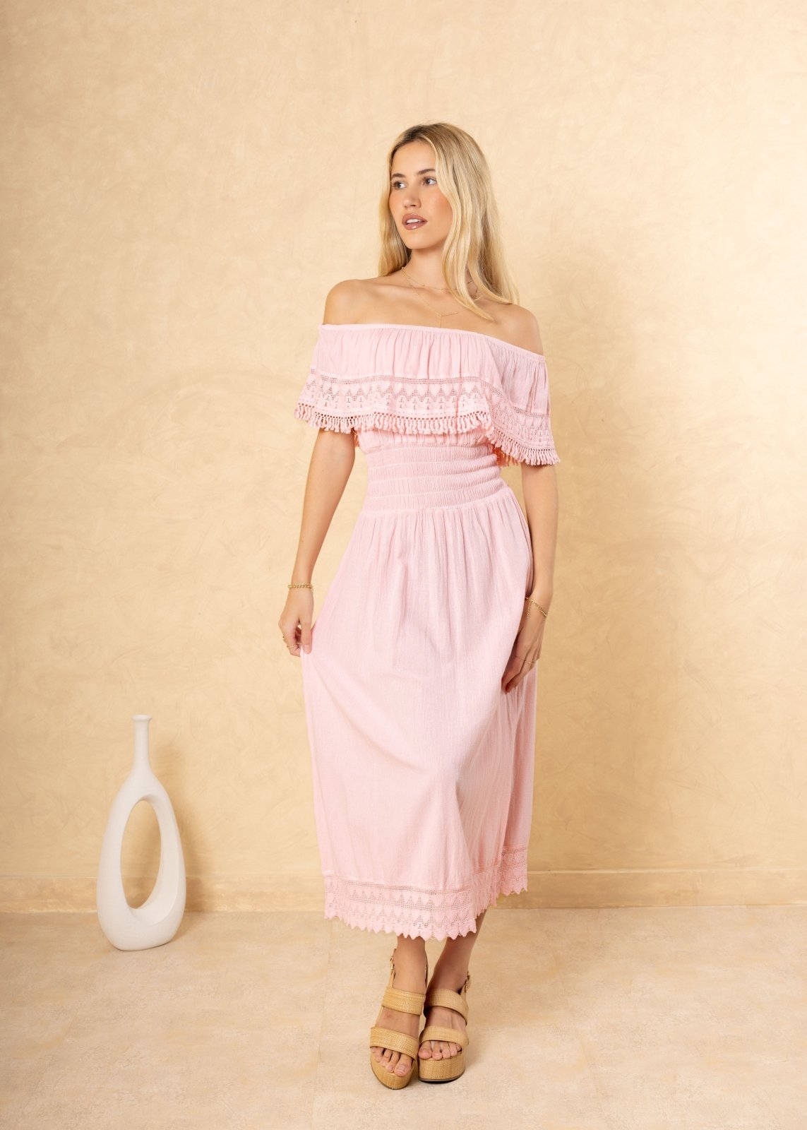 'Constance' Off Shoulder Maxi Dress BABY Beige - Seaspice Resort Wear BABY TURQUOISE / 2X 'Constance' Off Shoulder Maxi Dress BABY Beige - Seaspice Resort Wear BABY TURQUOISE / 2X