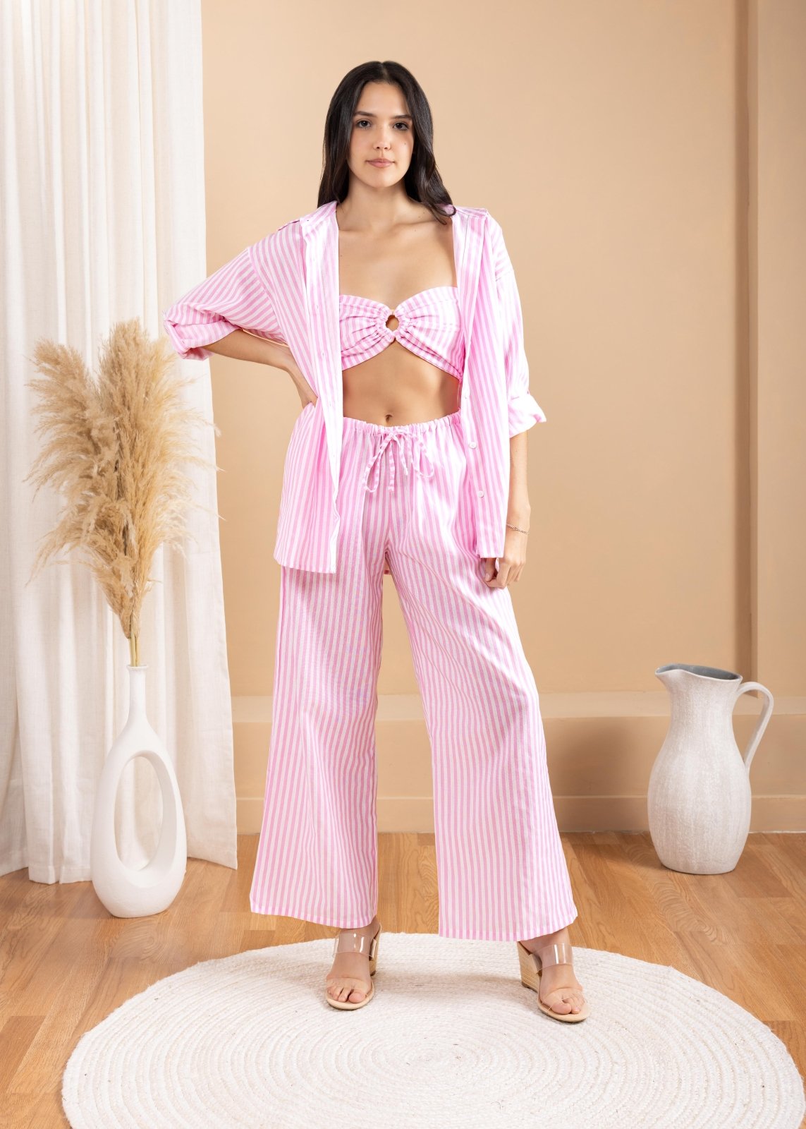 'Costa' Striped Button - Down Shirt WOMEN'S TOP for women resort wear - Seaspice Resort Wear