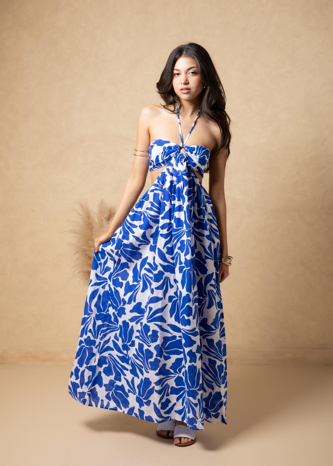 'Flavia' Cutout Print Maxi Dress WOMEN'S DRESS for women resort wear - Seaspice Resort Wear