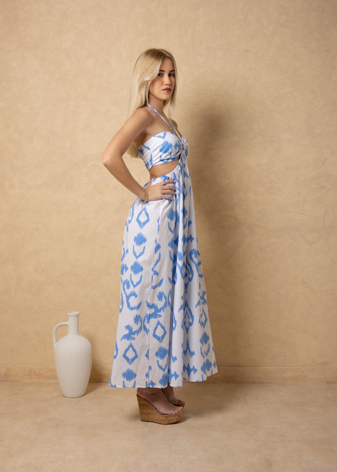 'Flavia' Cutout Print Maxi Dress WOMEN'S DRESS for women resort wear - Seaspice Resort Wear