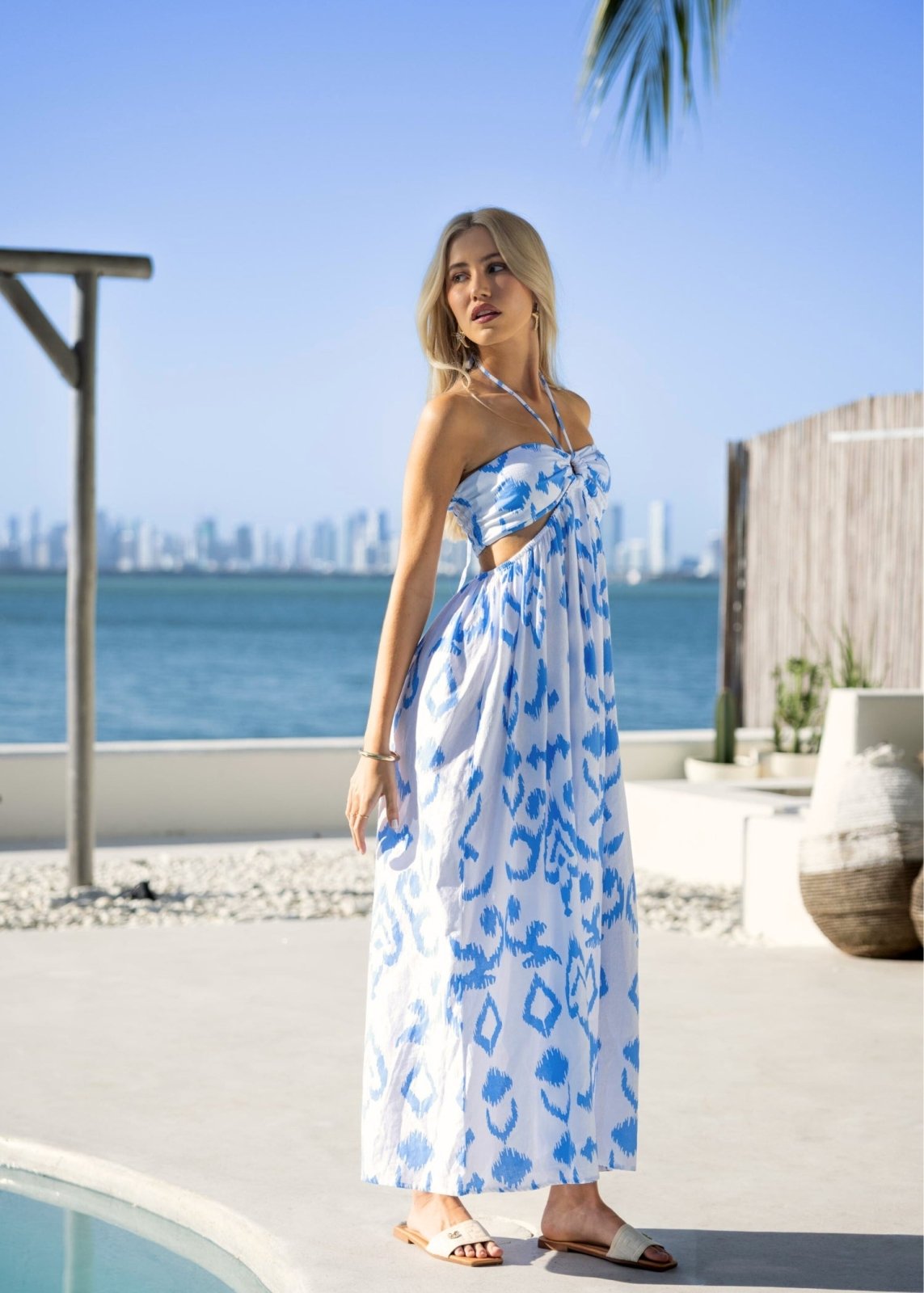 'Flavia' Cutout Print Maxi Dress WOMEN'S DRESS for women resort wear - Seaspice Resort Wear