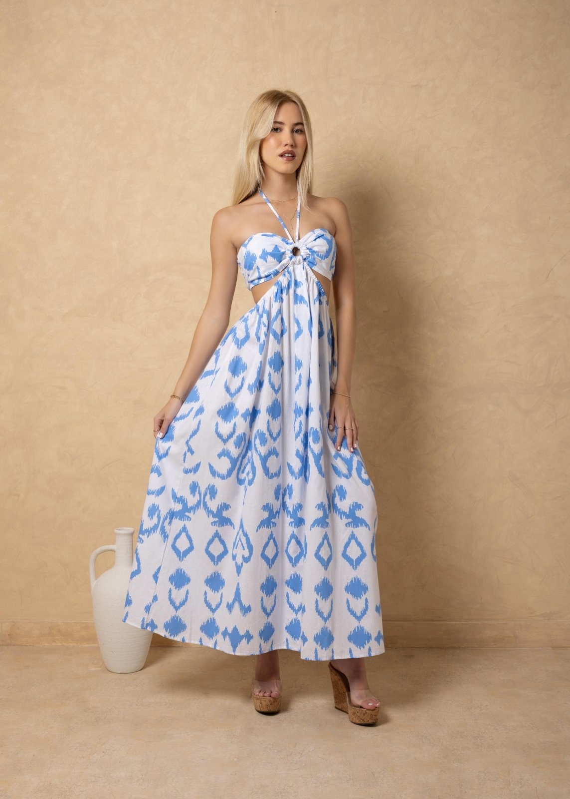 'Flavia' Cutout Print Maxi Dress WOMEN'S DRESS for women resort wear - Seaspice Resort Wear
