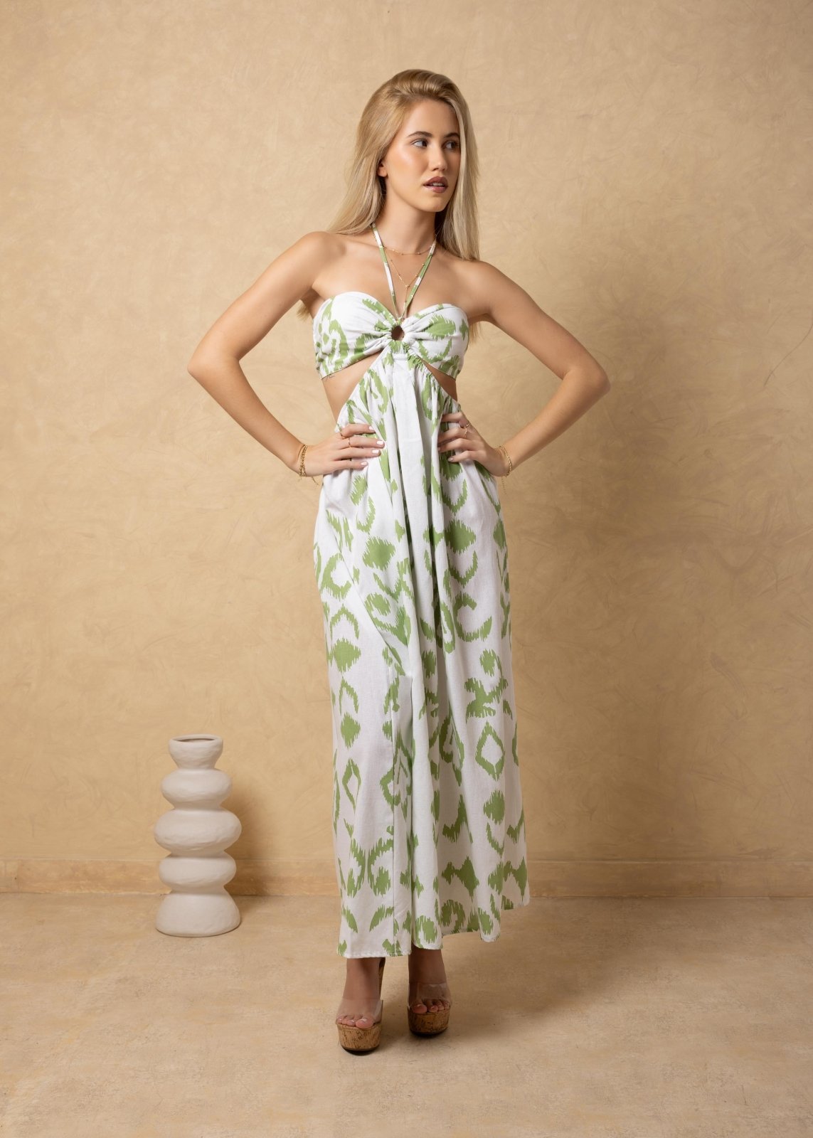 'Flavia' Cutout Print Maxi Dress WOMEN'S DRESS for women resort wear - Seaspice Resort Wear