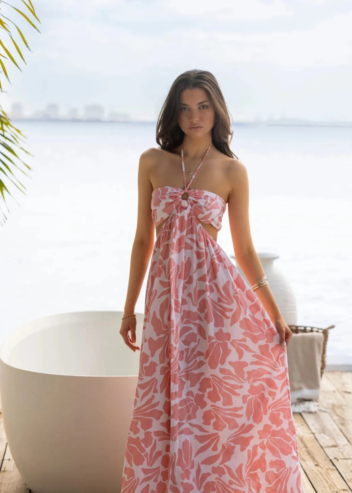 'Flavia' Cutout Print Maxi Dress WOMEN'S DRESS for women resort wear - Seaspice Resort Wear