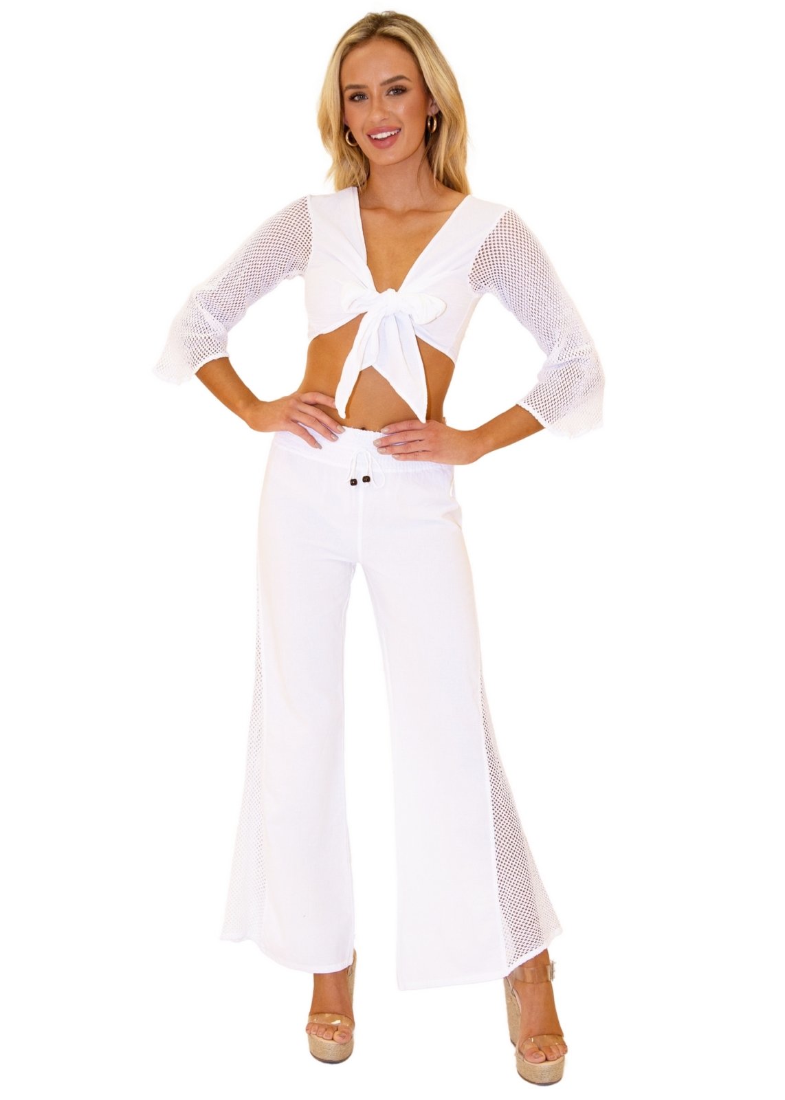 'Gigi' Mesh Sleeve Crop Top WOMEN'S TOP for women resort wear - Seaspice Resort Wear