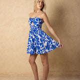'Giselle' Strapless Twist - Front Cutout Print Mini Dress WOMEN'S DRESS for women resort wear - Seaspice Resort Wear