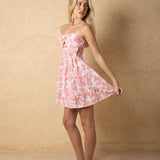 'Giselle' Strapless Twist - Front Cutout Print Mini Dress WOMEN'S DRESS for women resort wear - Seaspice Resort Wear