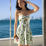 'Giselle' Strapless Twist - Front Cutout Print Mini Dress WOMEN'S DRESS for women resort wear - Seaspice Resort Wear