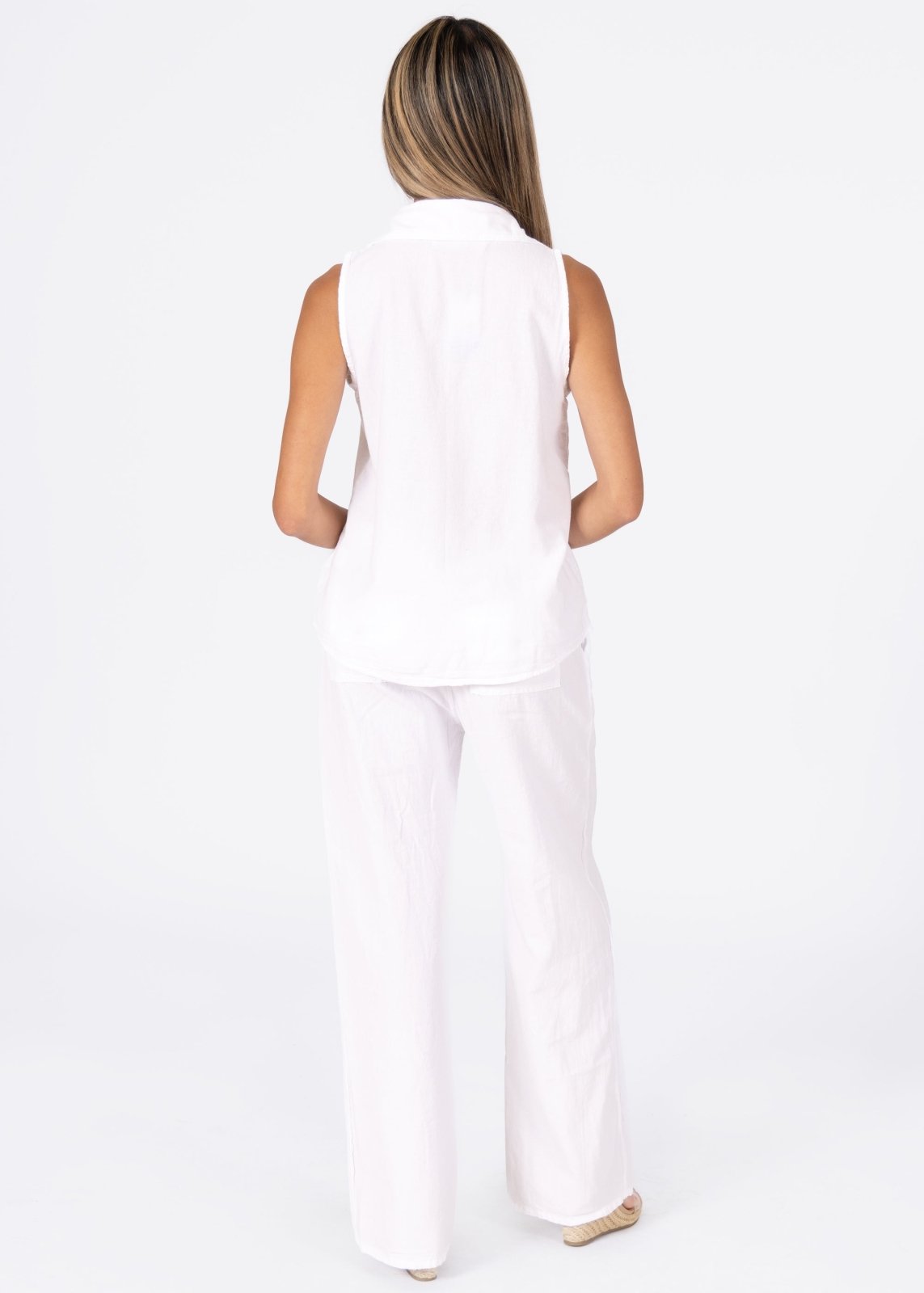 'Jackie' Sleeveless Blouse White WOMEN'S TOP for women resort wear - Seaspice Resort Wear