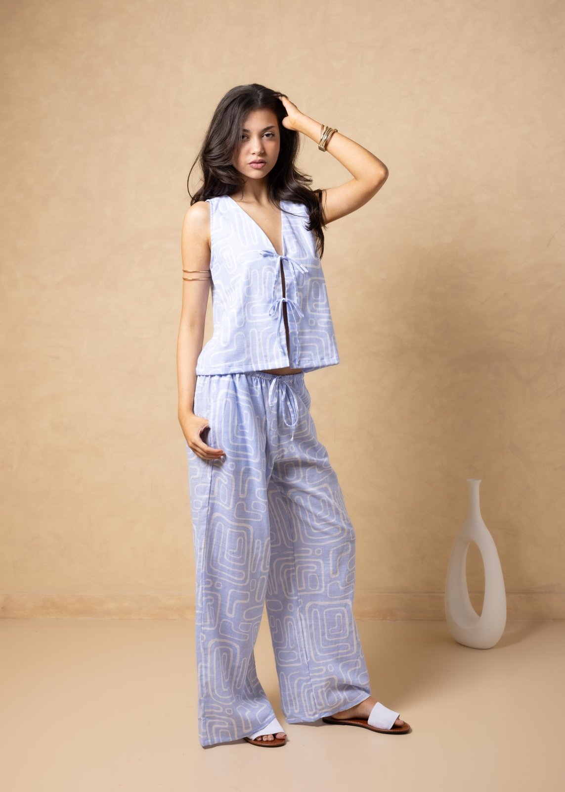 'Kairi' Print Tie - Front Vest Top WOMEN'S TOP for women resort wear - Seaspice Resort Wear