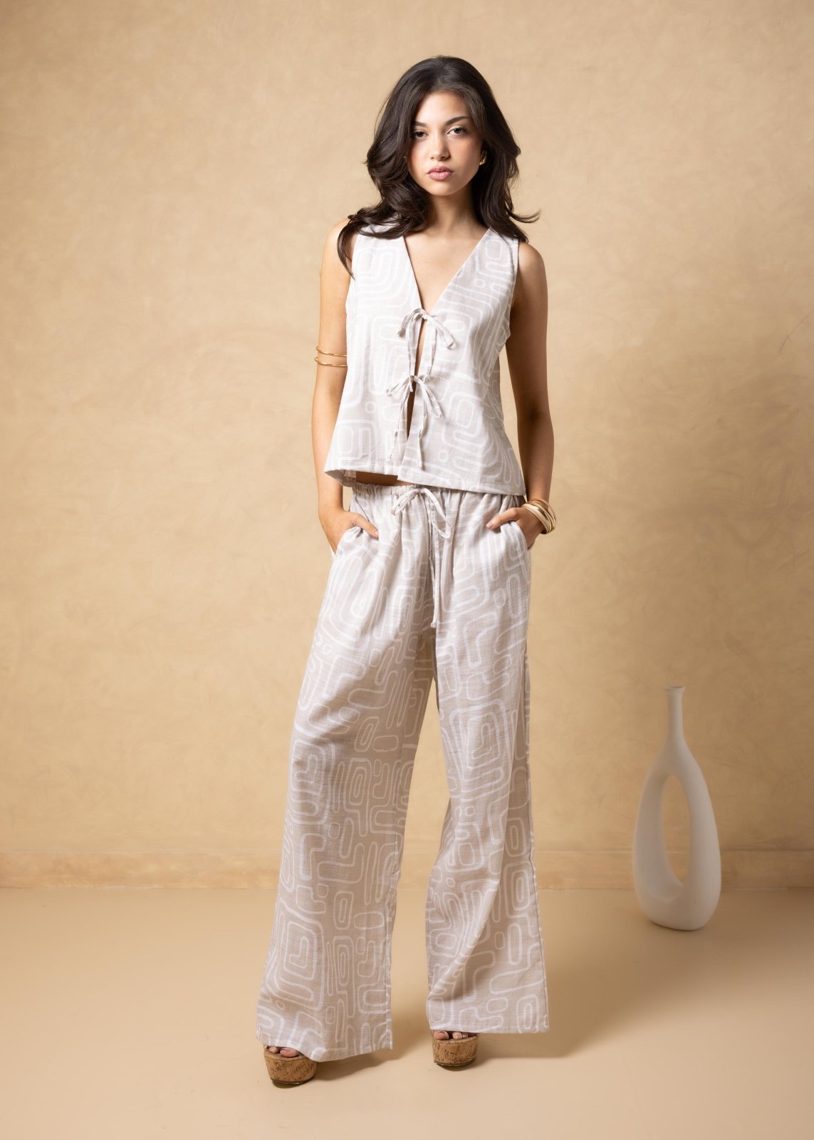 'Kairi' Print Tie - Front Vest Top WOMEN'S TOP for women resort wear - Seaspice Resort Wear