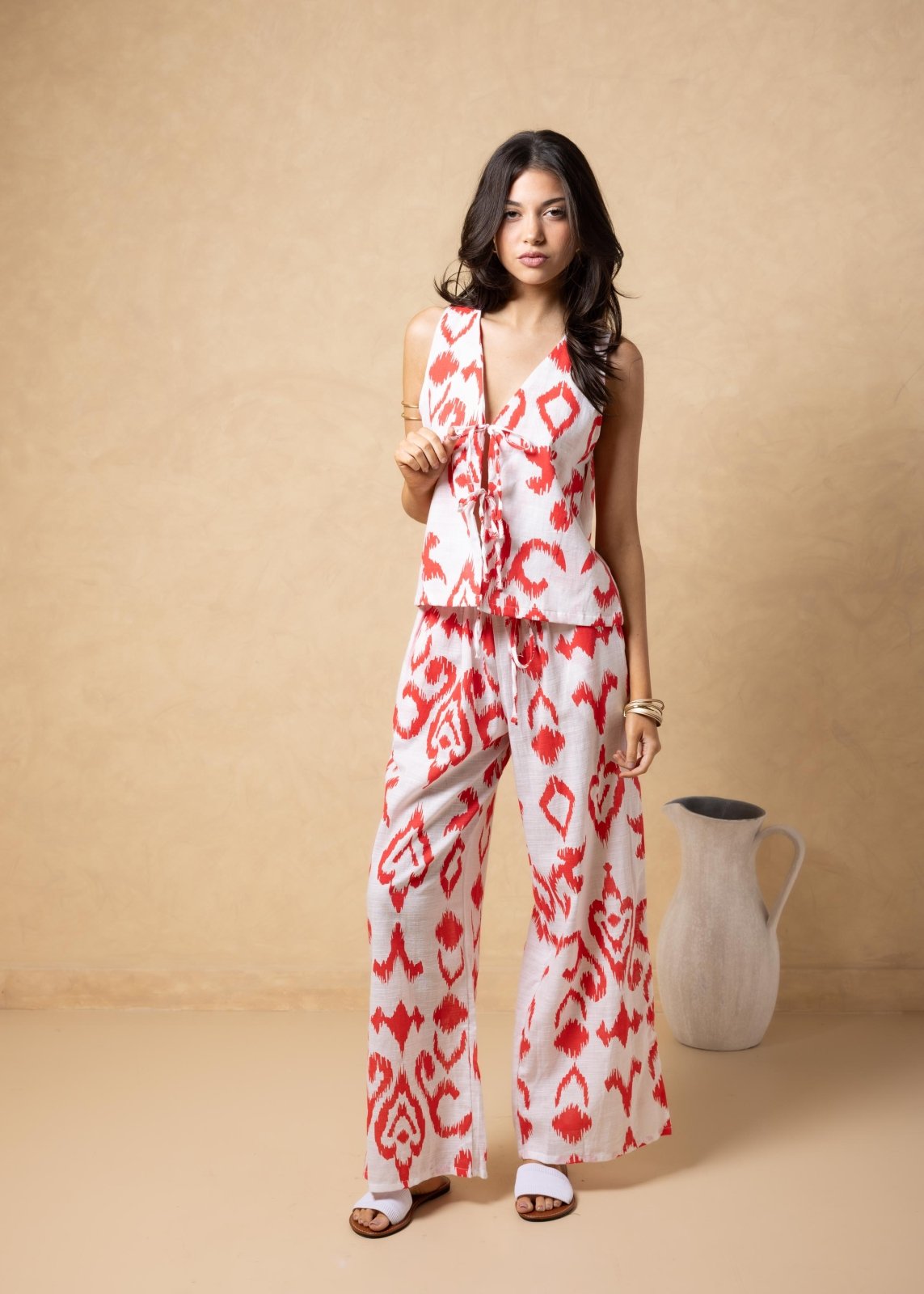 'Kairi' Print Tie - Front Vest Top WOMEN'S TOP for women resort wear - Seaspice Resort Wear