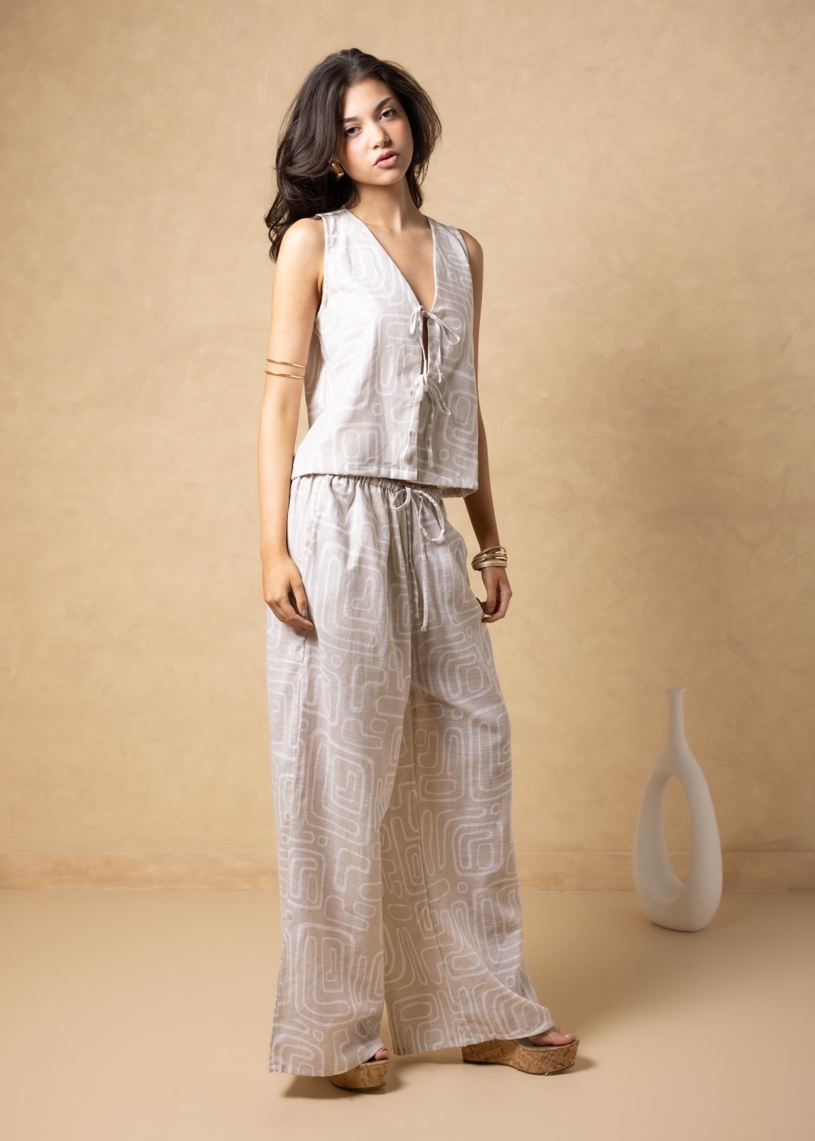 'Kairi' Print Tie - Front Vest Top WOMEN'S TOP for women resort wear - Seaspice Resort Wear