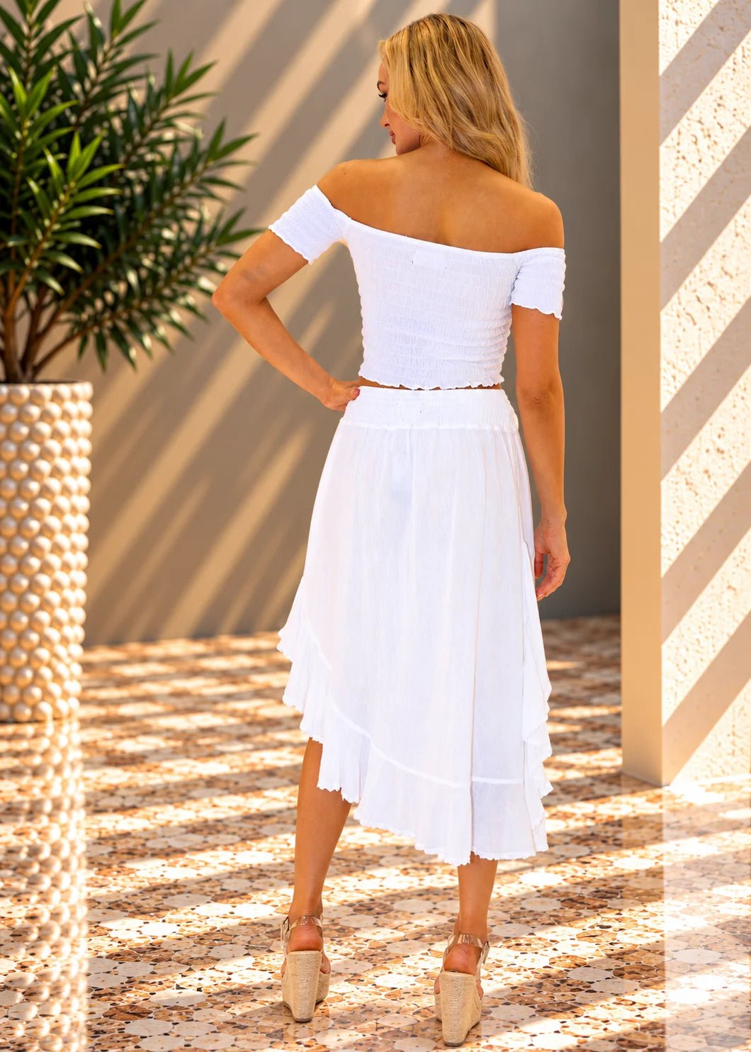 'Lola' Off-Shoulder Crop Top White WOMEN'S TOP for women resort wear - Seaspice Resort Wear