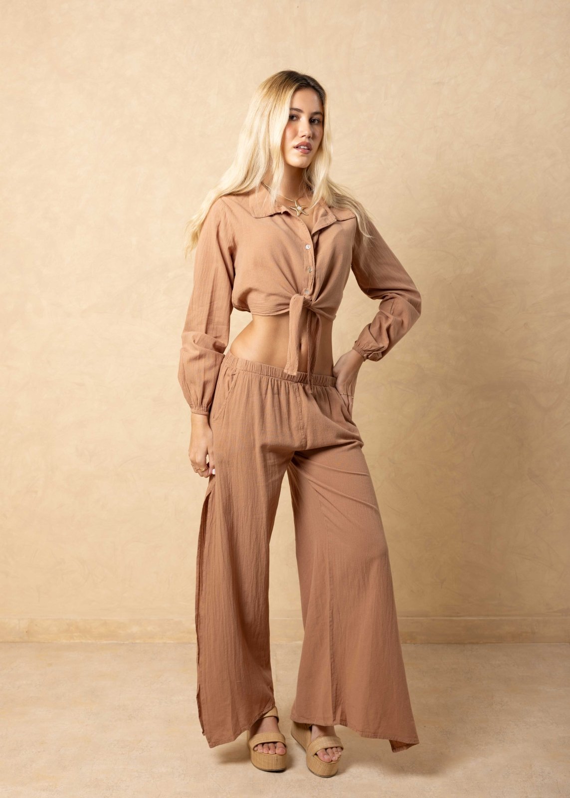 'Maeve' Long Sleeve Tie Top WOMEN'S TOP for women resort wear - Seaspice Resort Wear