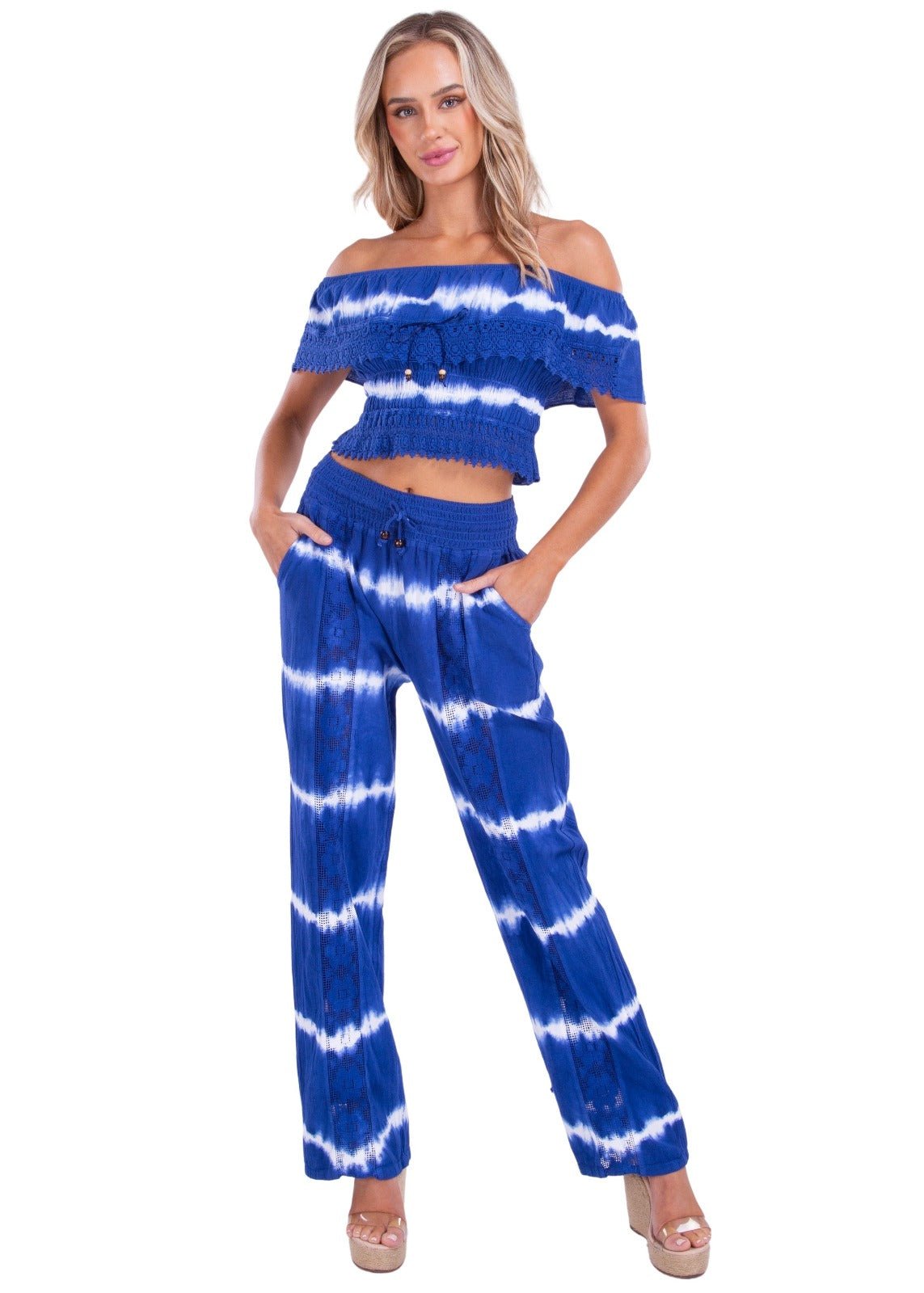 'Magnolia' Crochet Front Detail Pants WOMEN'S PANTS for women resort wear - Seaspice Resort Wear