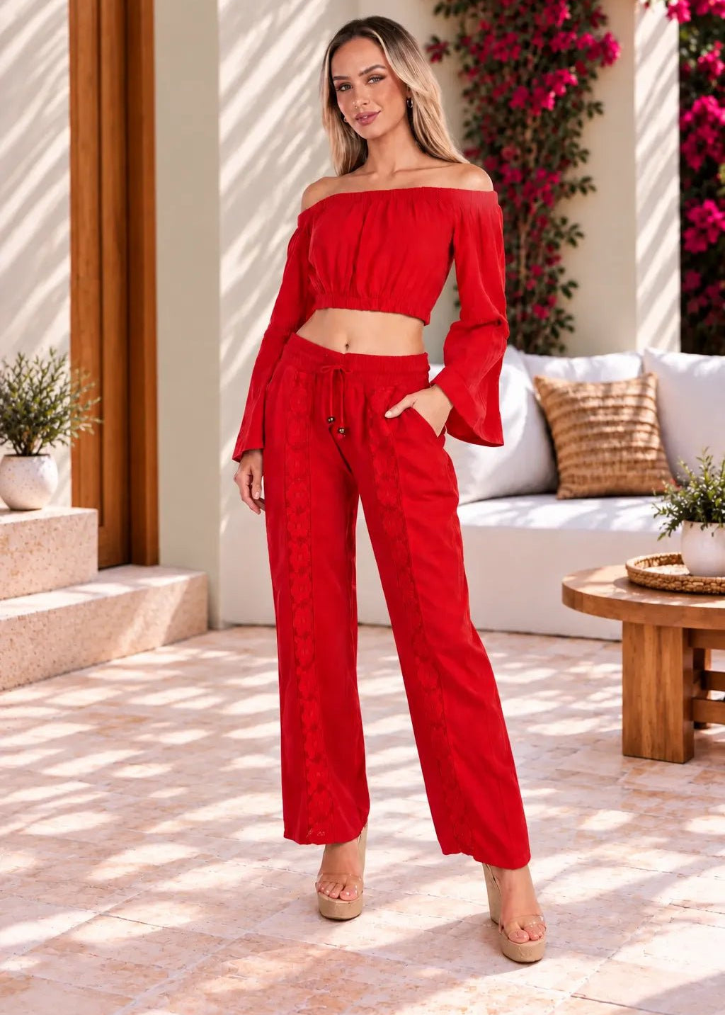 'Magnolia' Crochet Front Detail Pants WOMEN'S PANTS for women resort wear - Seaspice Resort Wear