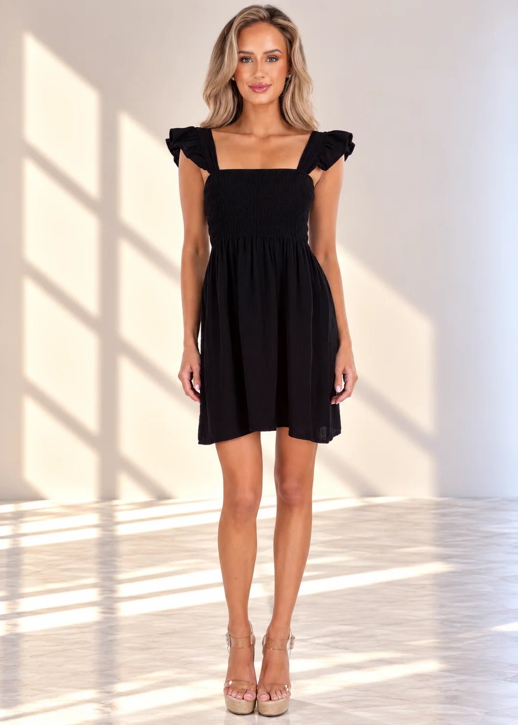 'Malia' Ruffle Shoulder Mini Dress WOMEN'S DRESS for women resort wear - Seaspice Resort Wear