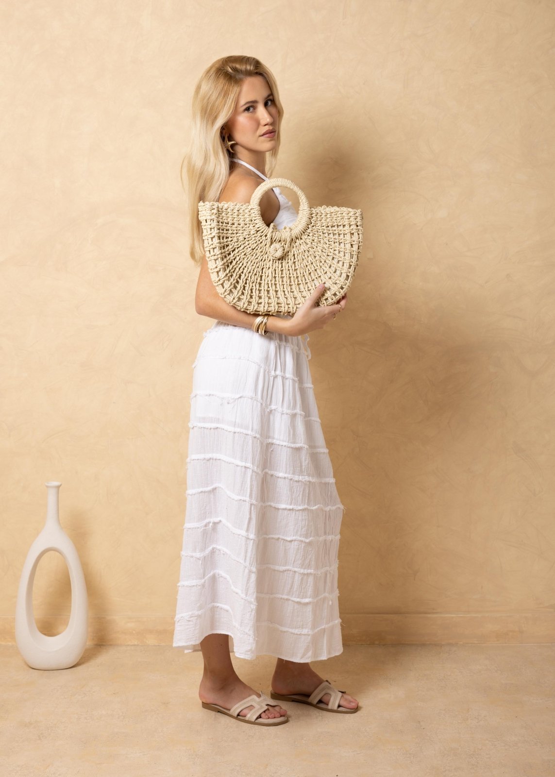'Marella' Woven Resort Tote - Natural Materials ACCESSORIES for women resort wear - Seaspice Resort Wear
