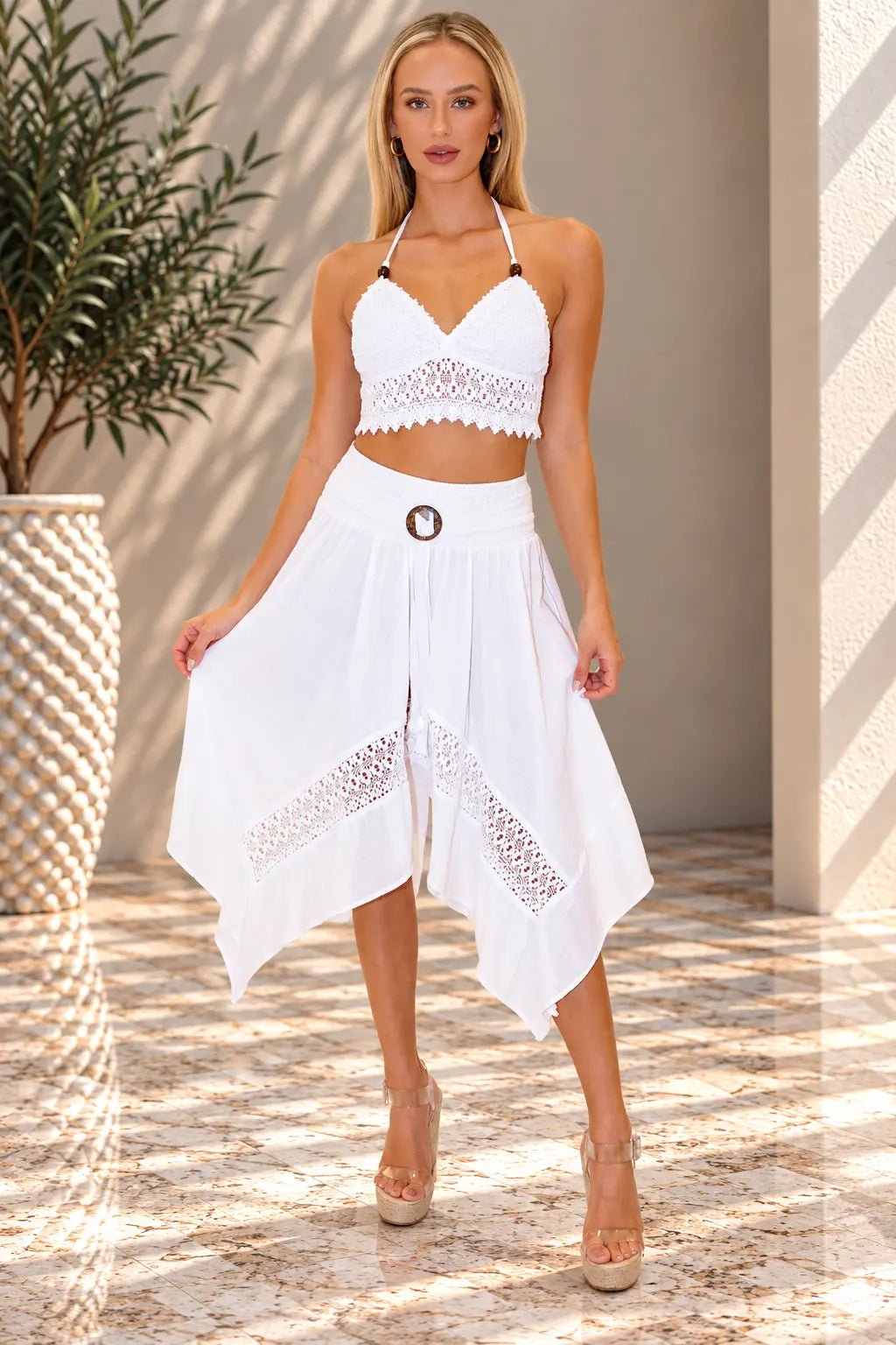 'Melody' Flowy Skirt White WOMEN'S SKIRT for women resort wear - Seaspice Resort Wear