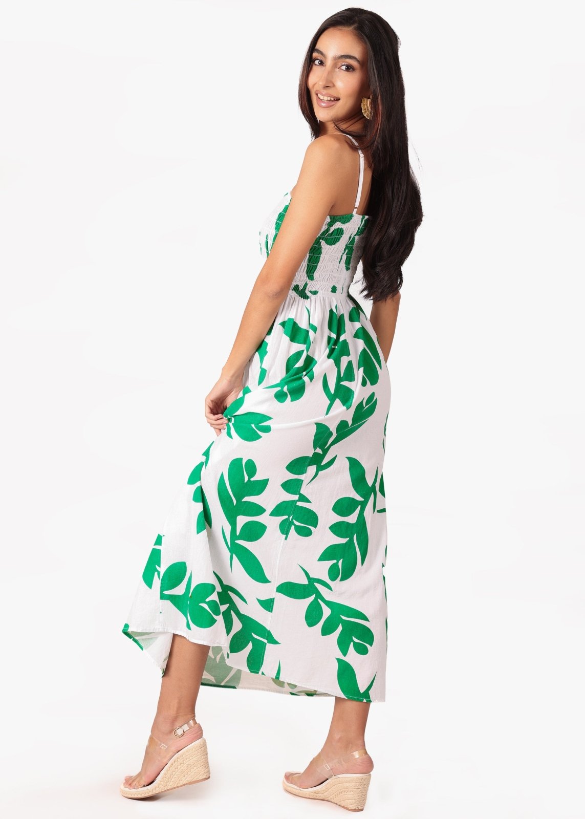 'Milani' Print Green Cotton Maxi Dress WOMEN'S DRESS for women resort wear - Seaspice Resort Wear