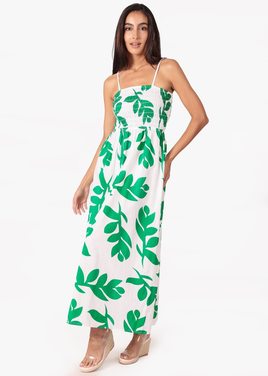 'Milani' Print Green Cotton Maxi Dress WOMEN'S DRESS for women resort wear - Seaspice Resort Wear