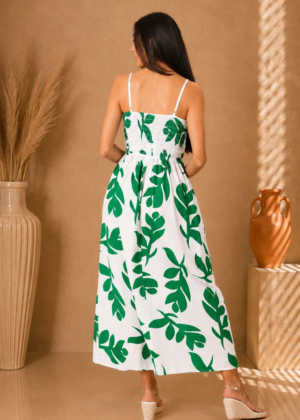 'Milani' Print Green Cotton Maxi Dress WOMEN'S DRESS for women resort wear - Seaspice Resort Wear